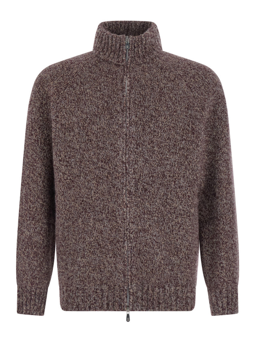 Dark Brown Zip-Up Cardigan 1