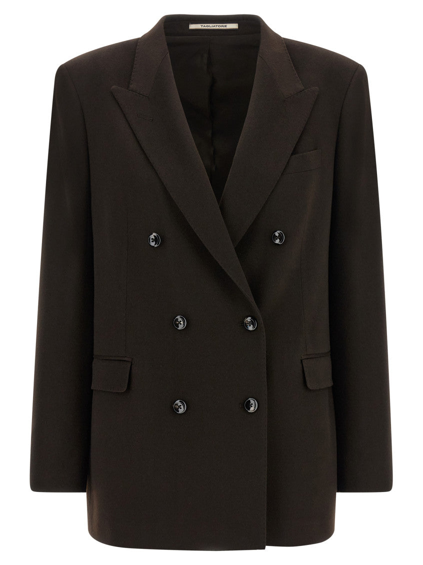 Dark Brown Peaked Lapel Blazer 1