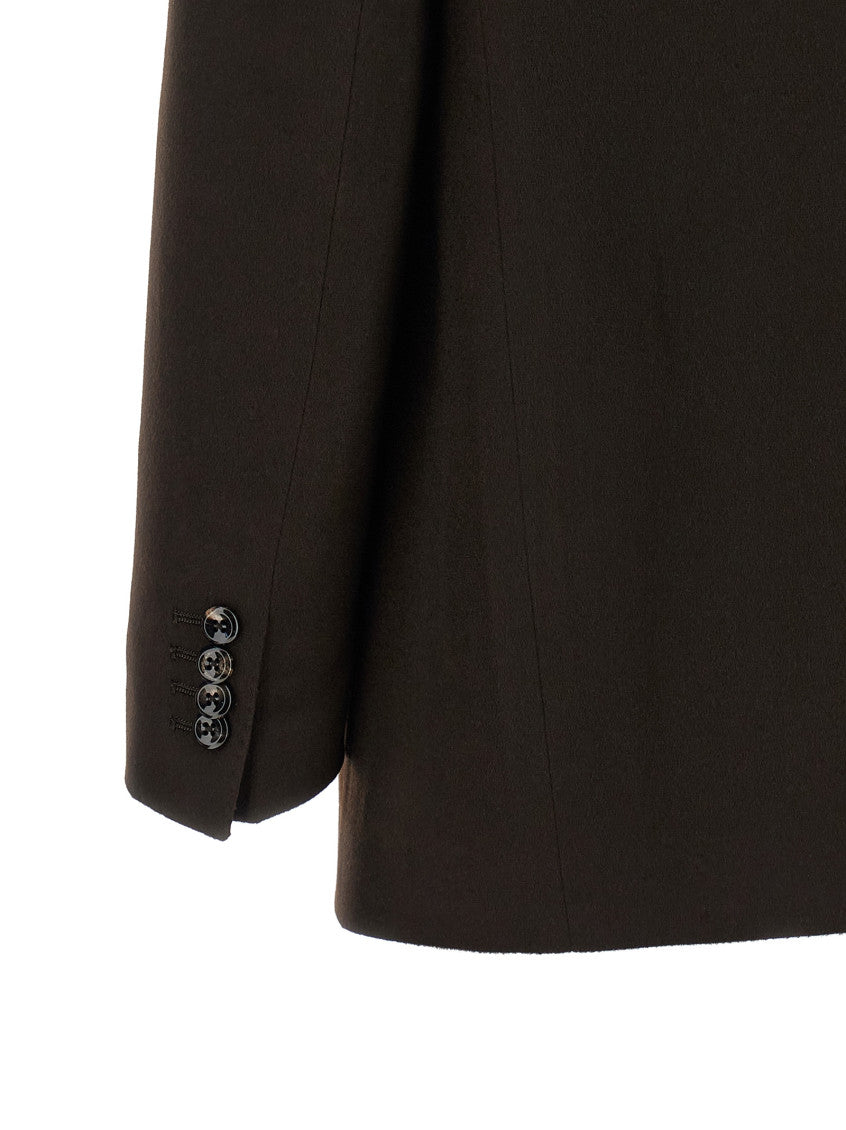 Dark Brown Peaked Lapel Blazer 4
