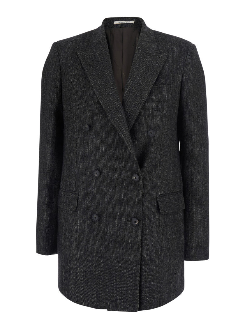 Dark Grey Peaked Lapel Blazer 1