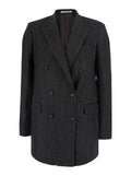 Dark Grey Peaked Lapel Blazer 1