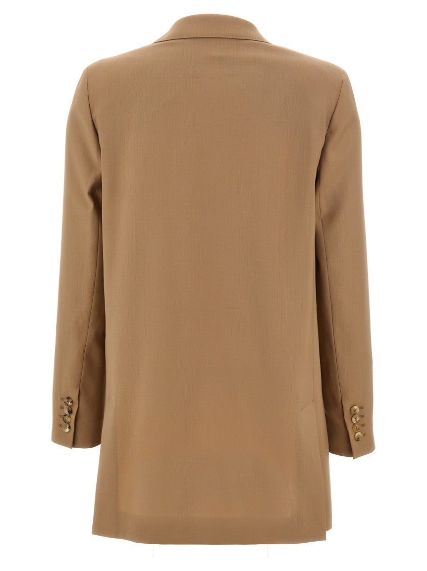 Beige Peaked Lapel Blazer 2