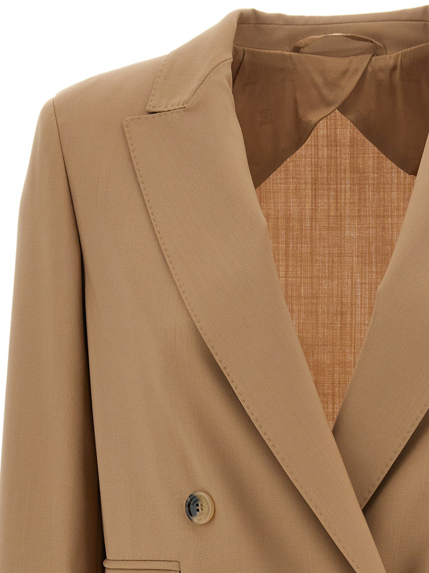 Beige Peaked Lapel Blazer 3