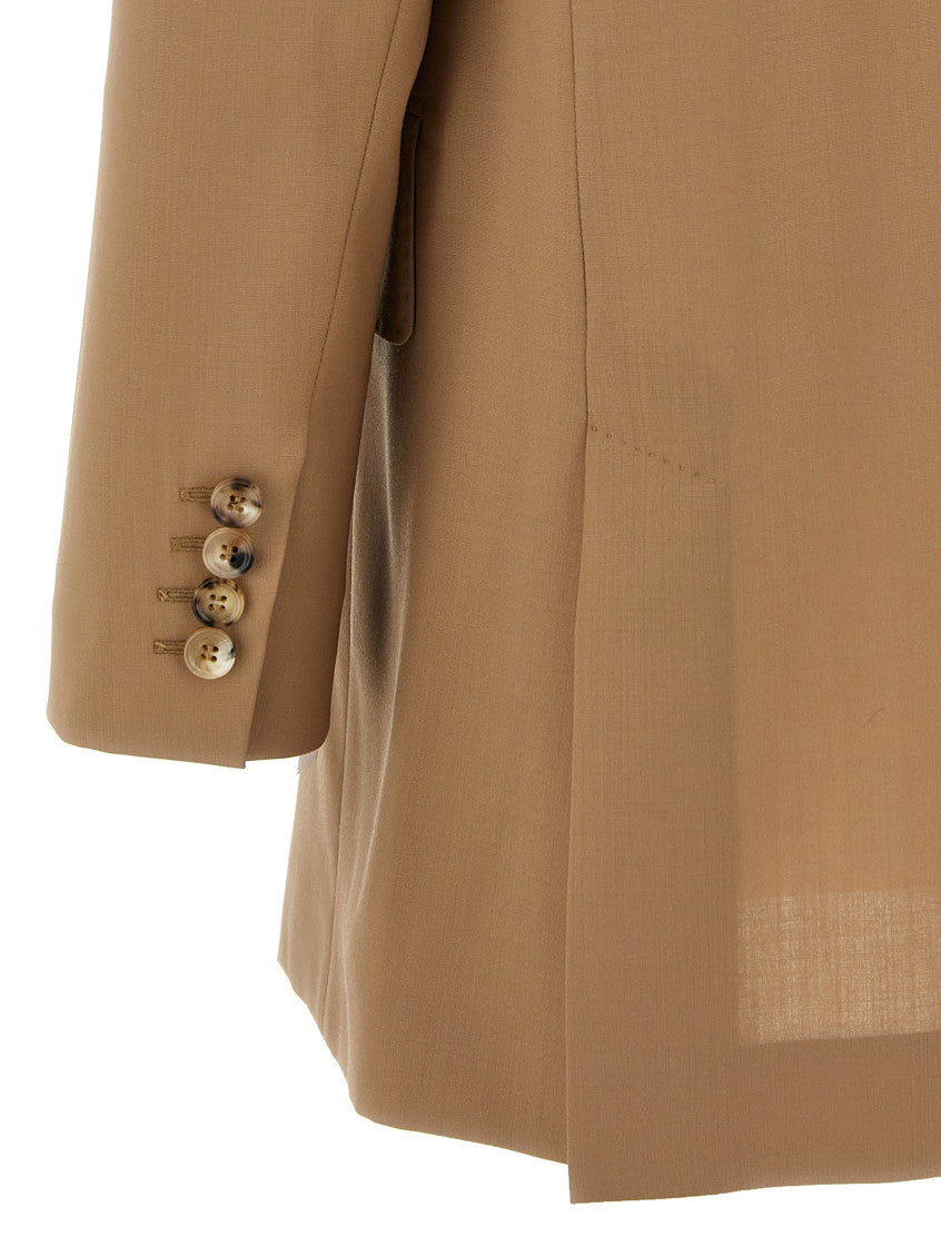 Beige Peaked Lapel Blazer 4
