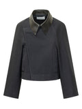 Dark Grey Shirt Collar Blazer 1