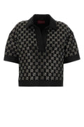 Black Logo Shirt Collar Top 1