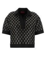Black Logo Shirt Collar Top 1