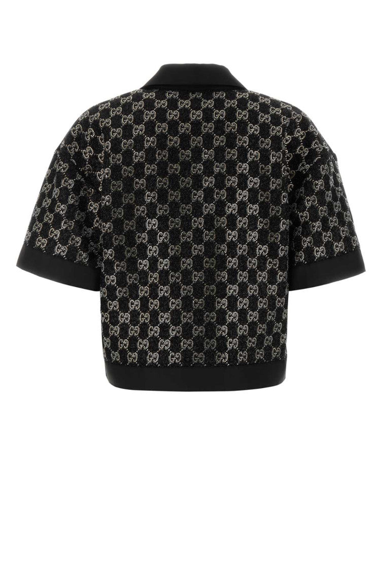 Black Logo Shirt Collar Top 2