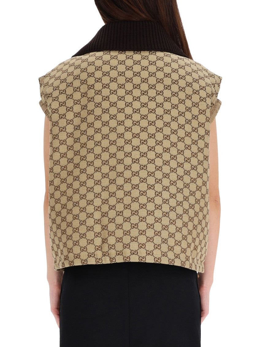 Beige Logo Shawl Collar Top 2