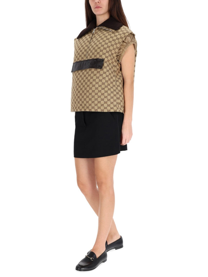 Beige Logo Shawl Collar Top 3