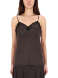 Brown Logo V Neck Top 1