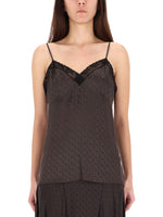 Brown Logo V Neck Top 1
