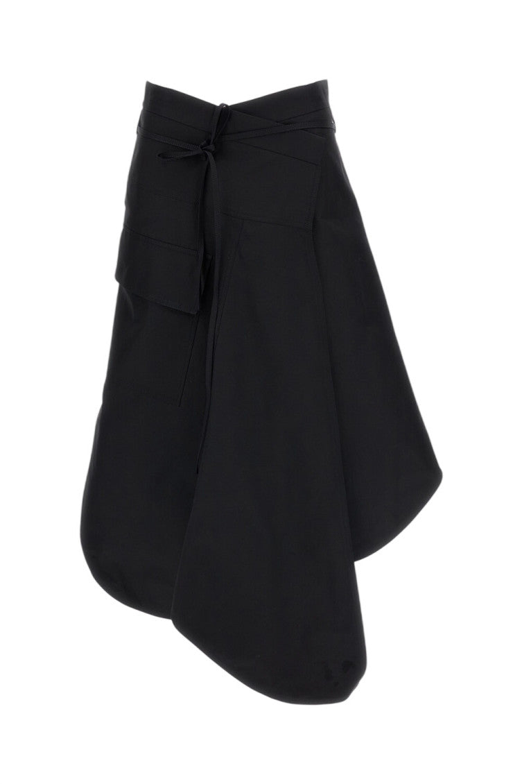 Black Solid Calf Length Skirt 1