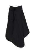 Black Solid Calf Length Skirt 1