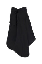 Black Solid Calf Length Skirt 1