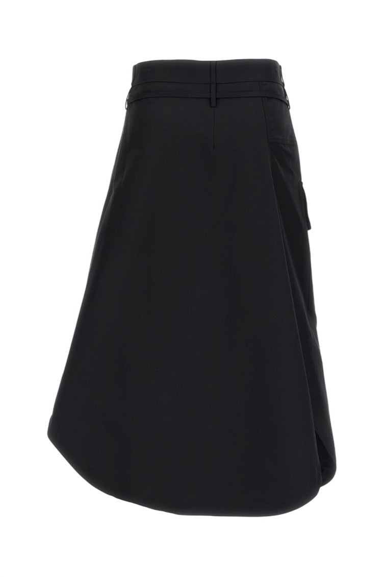 Black Solid Calf Length Skirt 2
