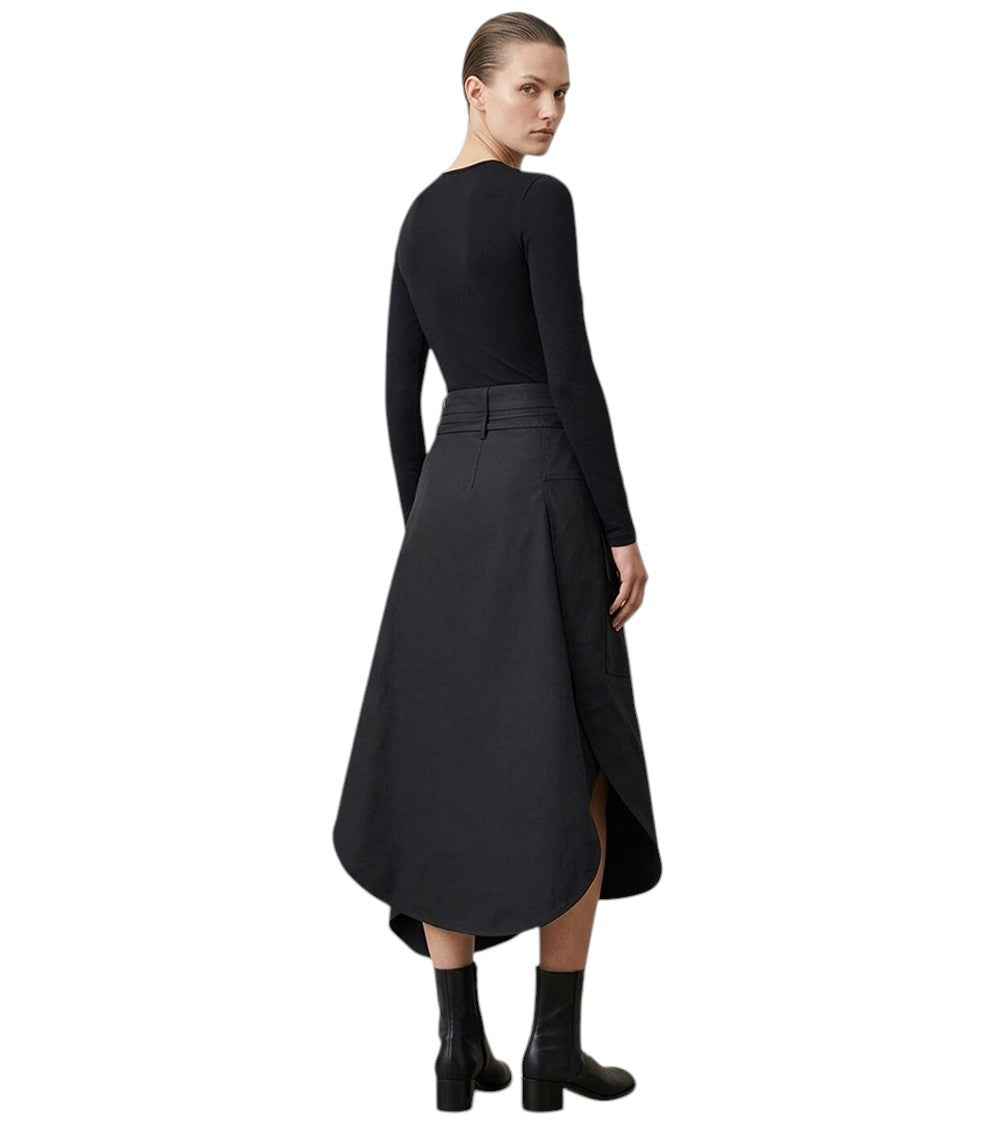 Black Solid Calf Length Skirt 4