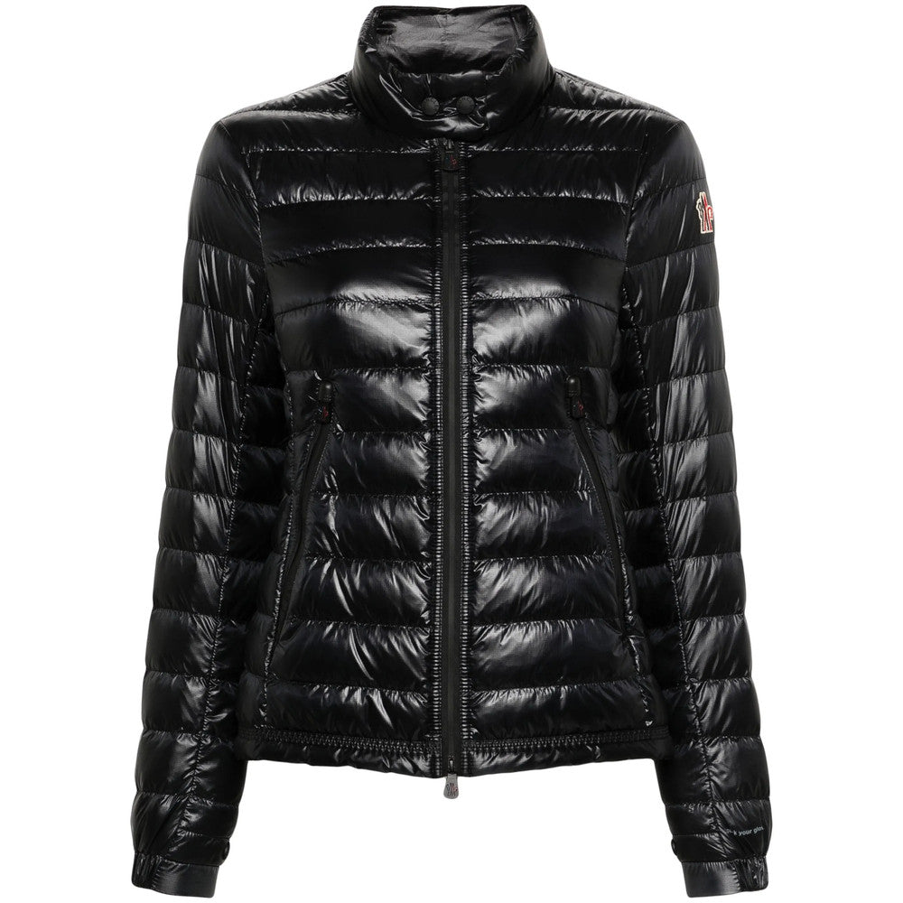 Black Quilted Mock Collar Jacket 1