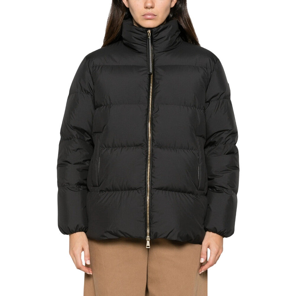 Black Quilted Mock Collar Jacket 1