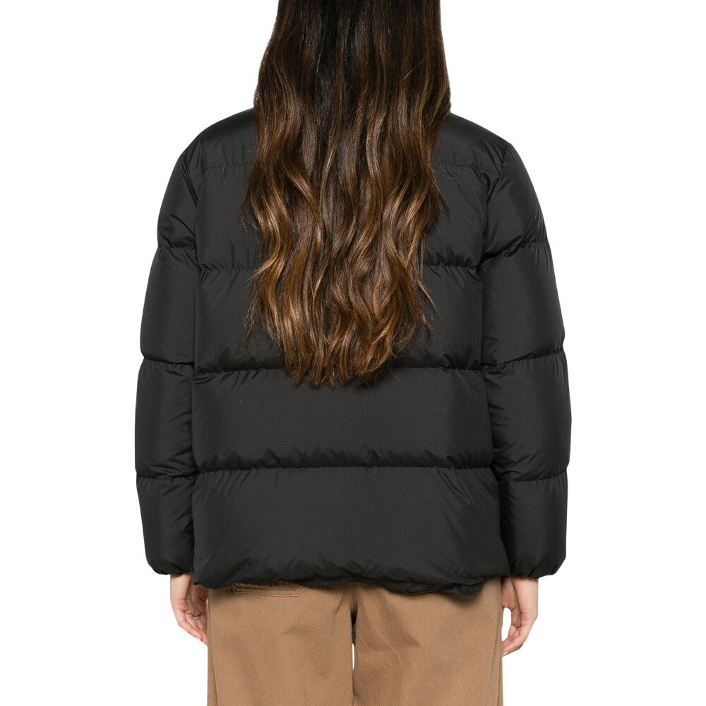 Black Quilted Mock Collar Jacket 2