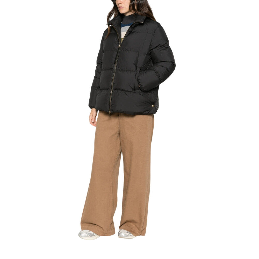 Black Quilted Mock Collar Jacket 3
