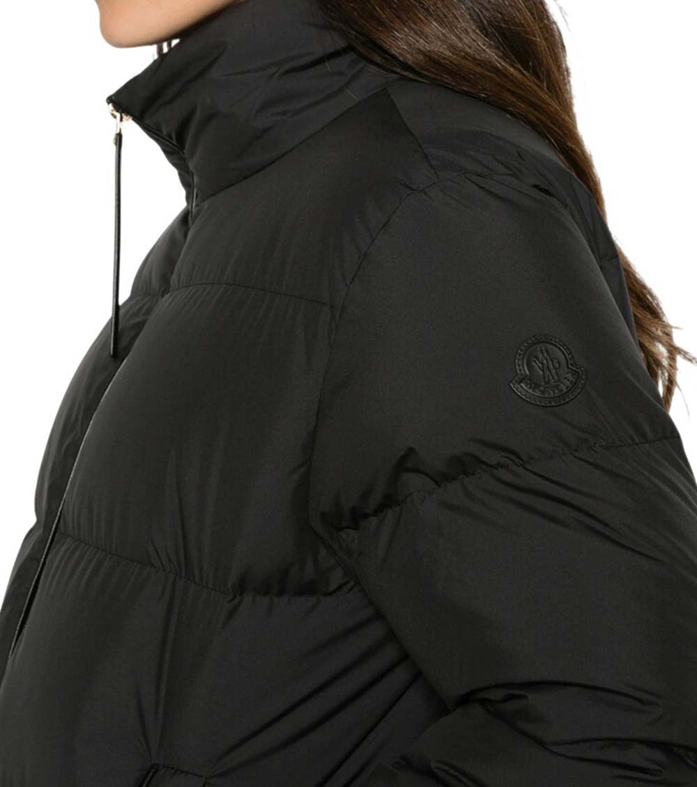 Black Quilted Mock Collar Jacket 4