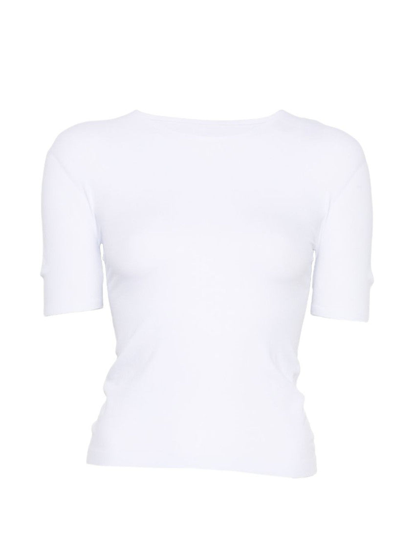 White Solid Crew Neck T-Shirt 1