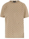 Beige Logo Print Crew Neck T-Shirt 1