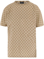 Beige Logo Print Crew Neck T-Shirt 1