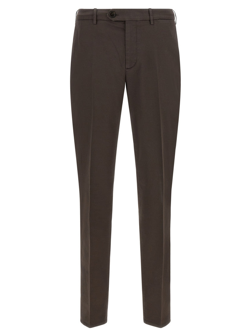 Brown Flat Front Trousers 1