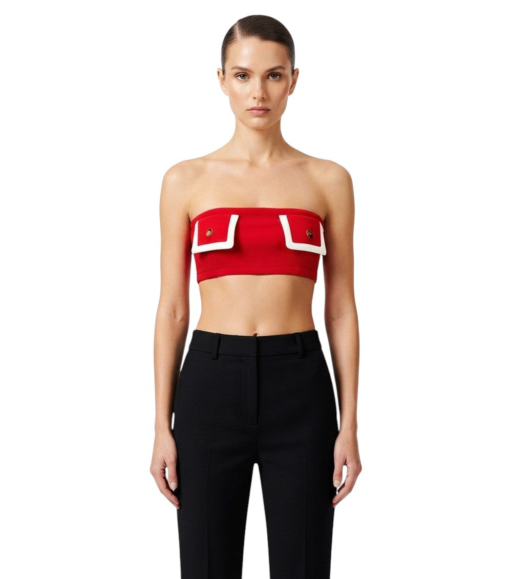 Red Solid Strapless Top 1