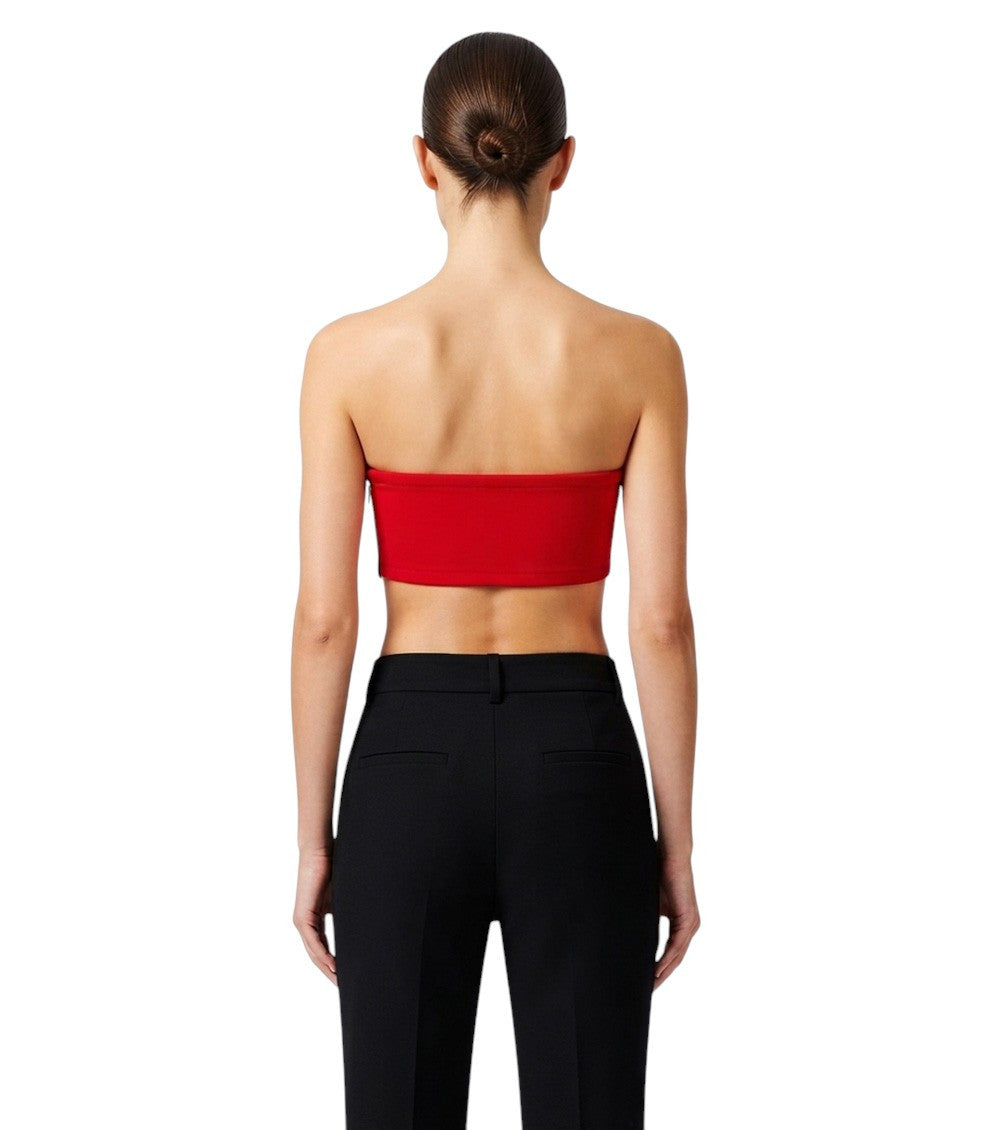 Red Solid Strapless Top 2