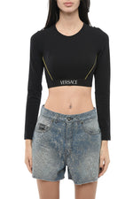Black Logo Crew Neck Top 1