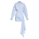 Blue Stripes Shirt Collar Mini Dress 1