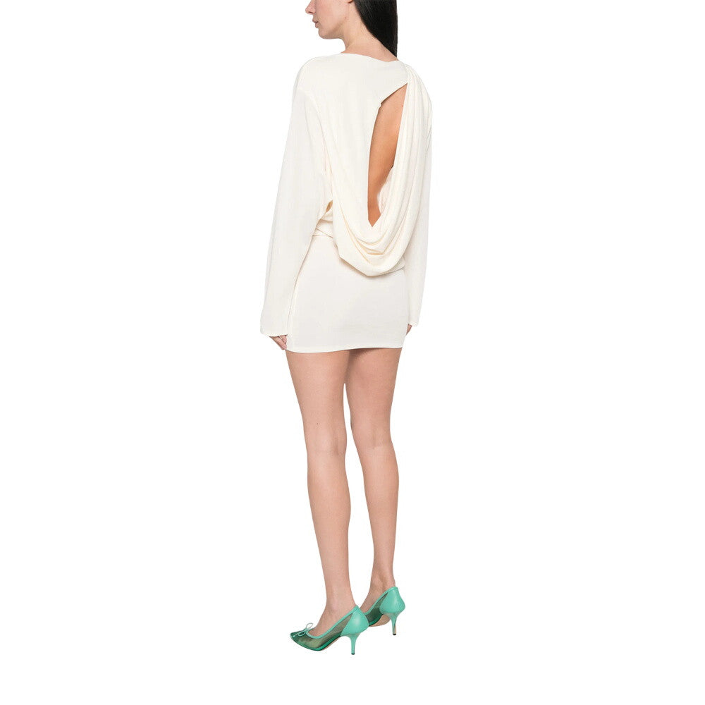 White Boat Neck Mini Dress 3