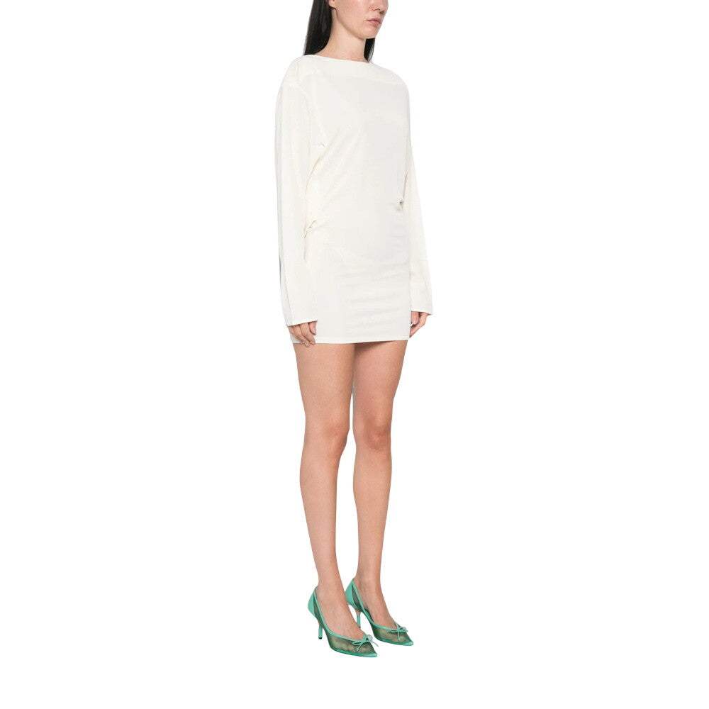White Boat Neck Mini Dress 4