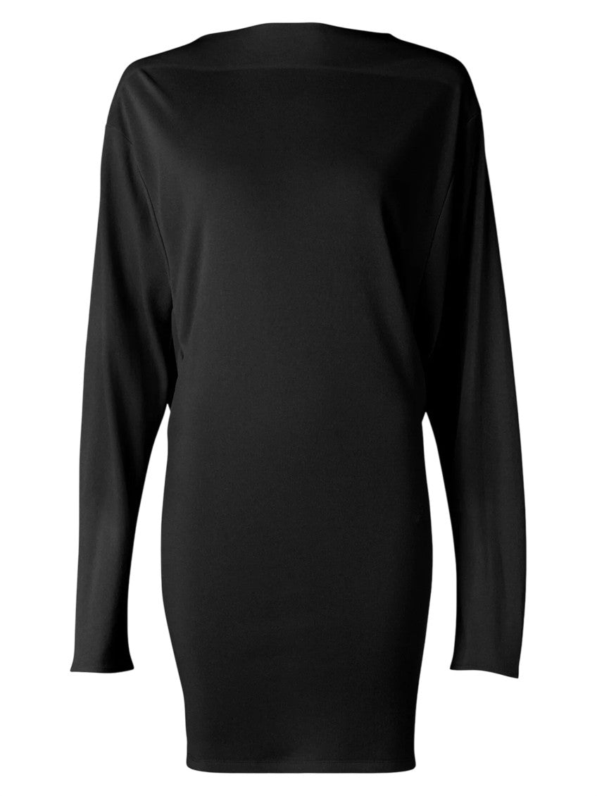 Black Boat Neck Mini Dress 1