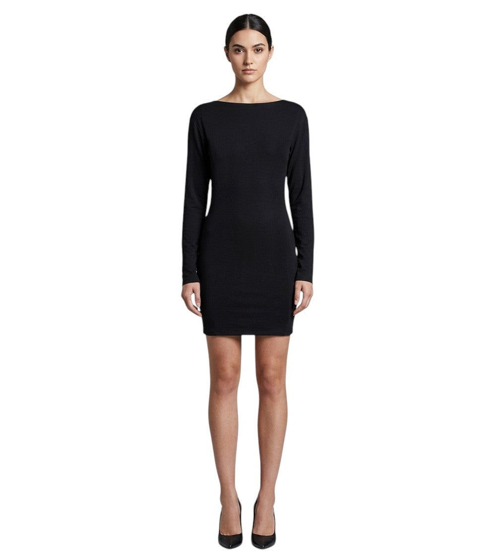 Black Boat Neck Mini Dress 3