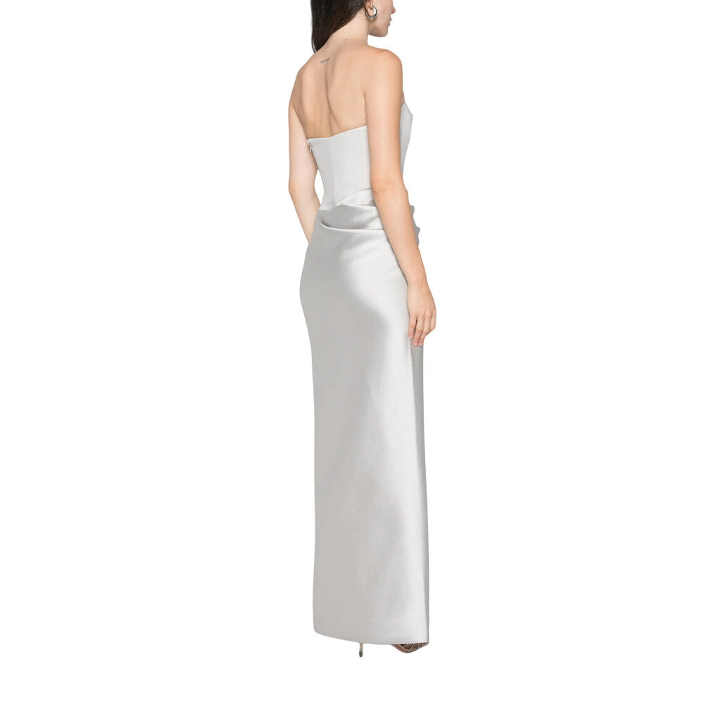 Silver Strapless Maxi Dress 3