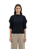 Dark Blue Mock Collar Top 1