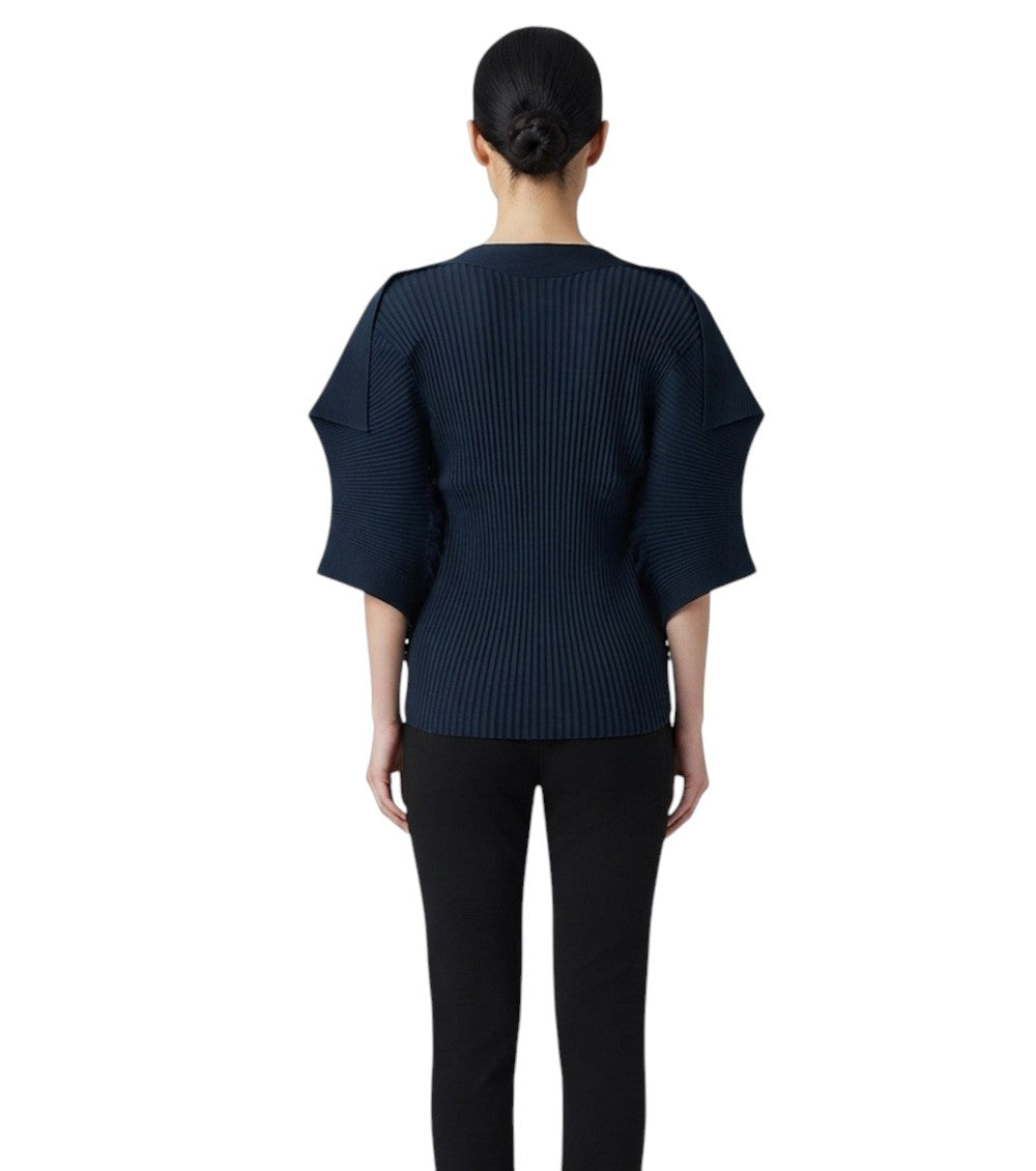Dark Blue Mock Collar Top 2