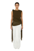 Khaki Boat Neck Top 1