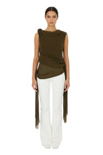 Khaki Boat Neck Top 1