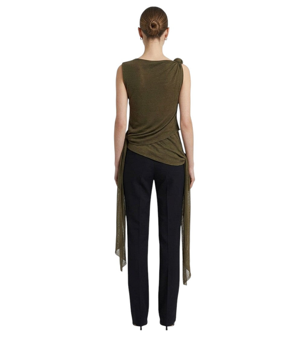 Khaki Boat Neck Top 2