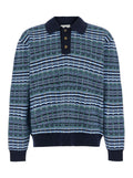 Blue Stripes Polo Sweater 1