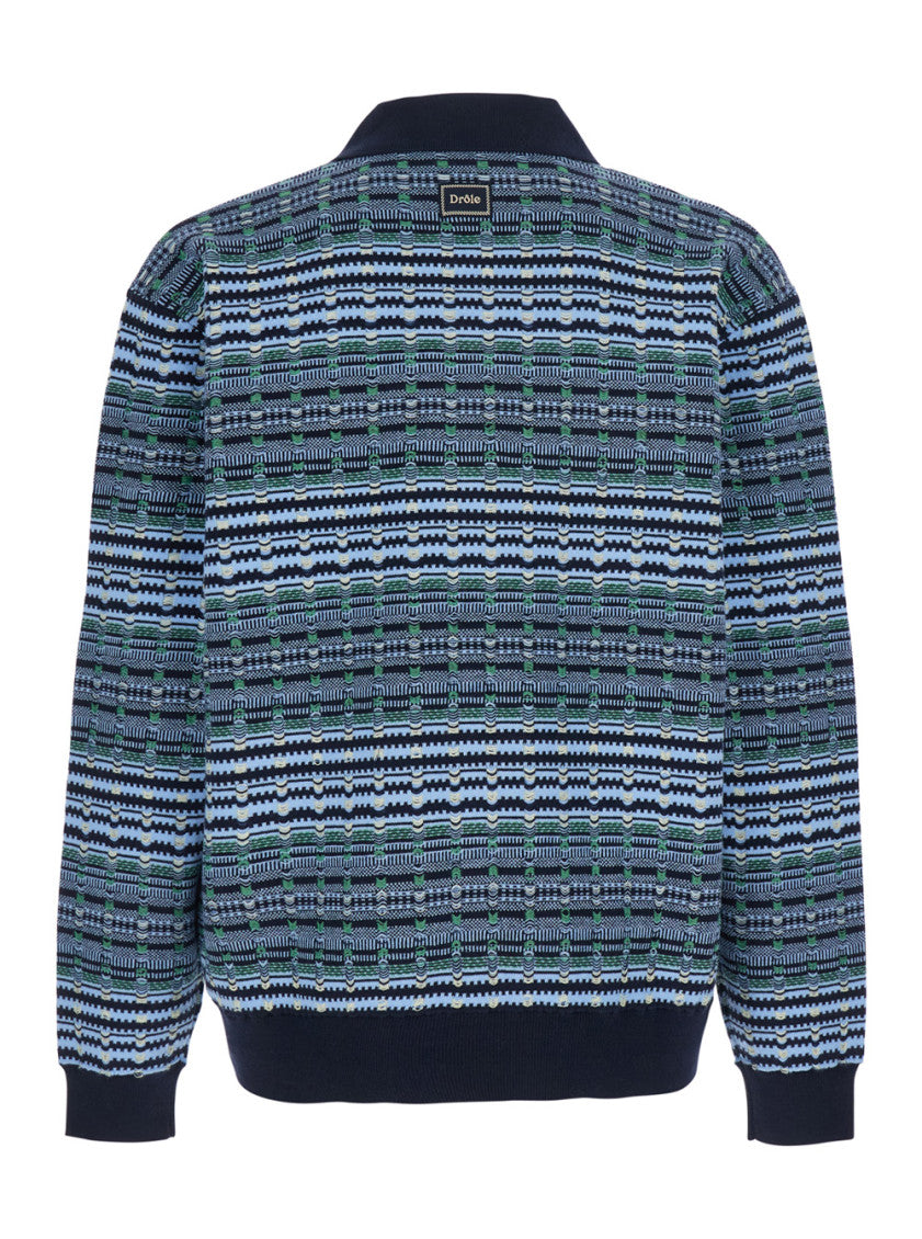 Blue Stripes Polo Sweater 2