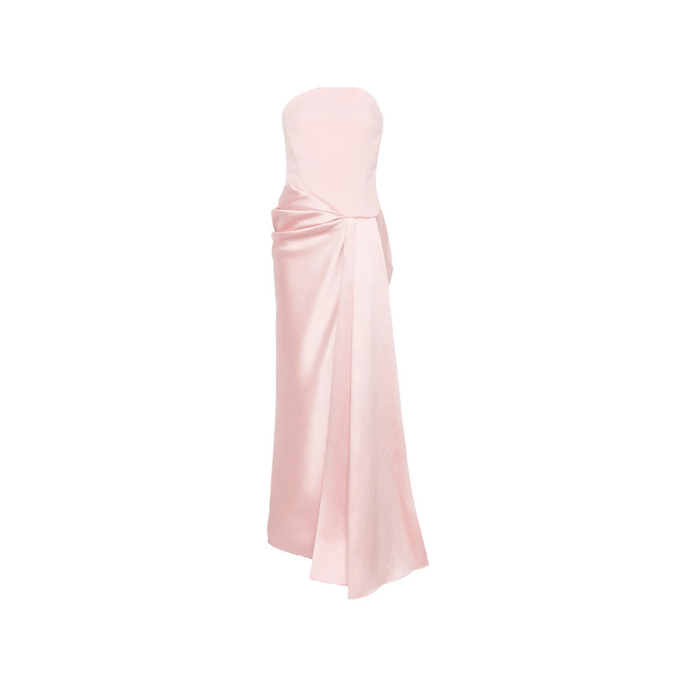 Pink Strapless Full Length Dress 1
