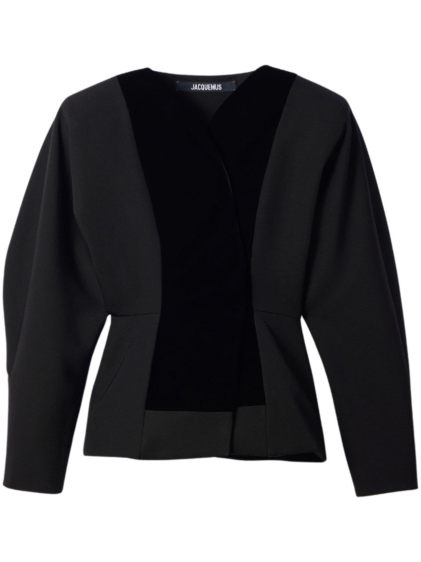 Black Solid V Neck Top 1
