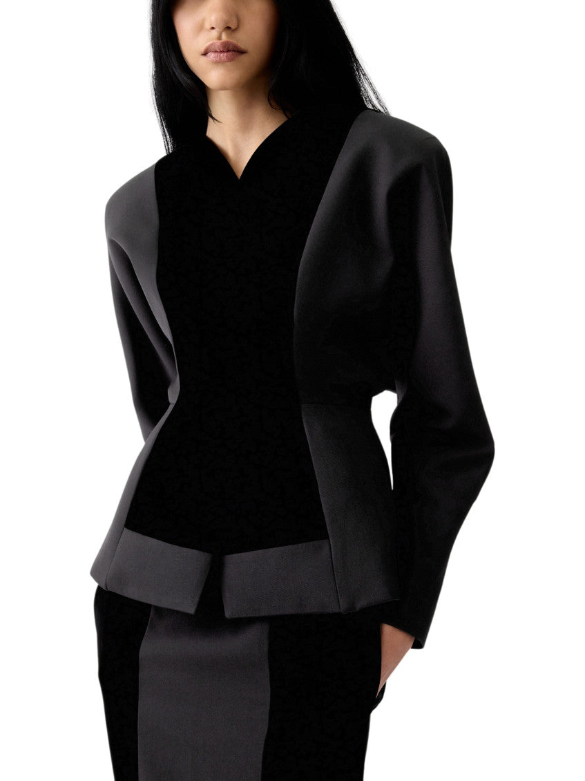 Black Solid V Neck Top 3