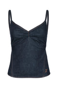 Navy Blue Solid V Neck Top 1